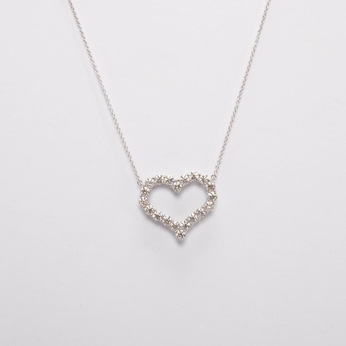 Tiffany & Co Platinum & Diamond Large Heart Pendant Necklace