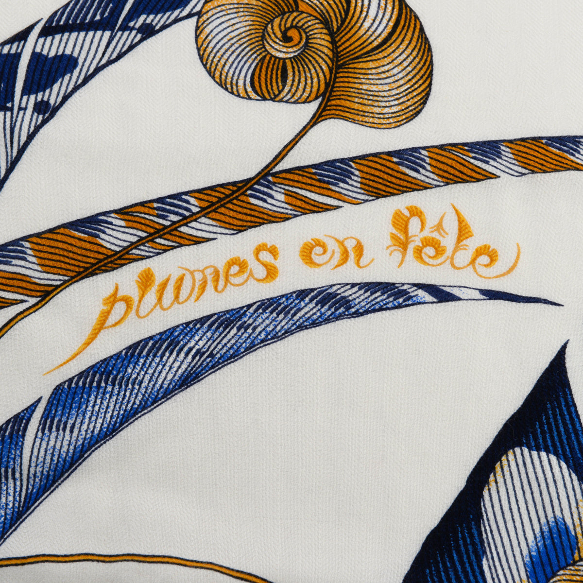 Hermes Blue Cashmere & Silk Plumes en Fete Shawl 140