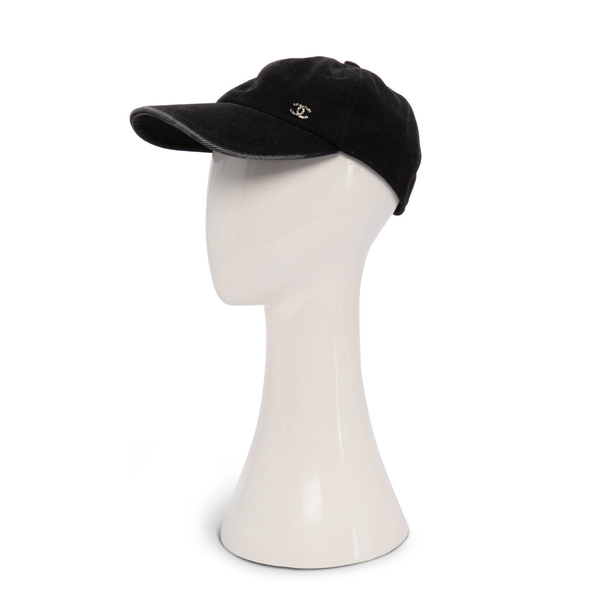 Chanel Black Denim Crystal CC Cap