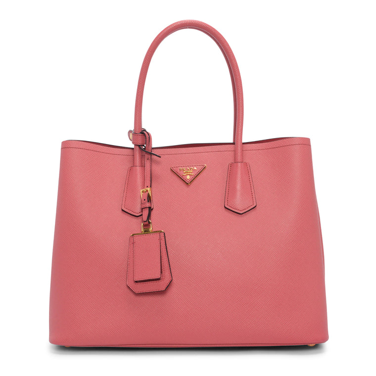 Prada Pink Saffiano Large Double Bag
