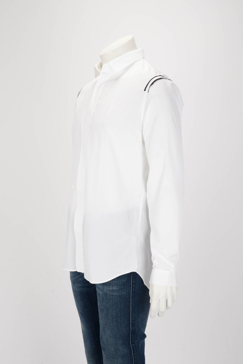 Dior White Cotton Bee Embroidered Shirt FR 41