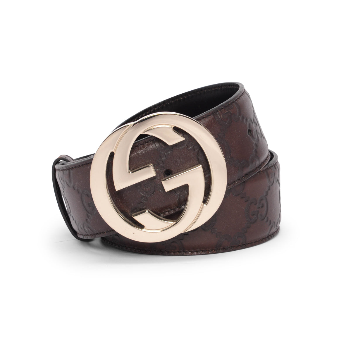 Gucci Dark Brown Guccissima Interlocking G Belt