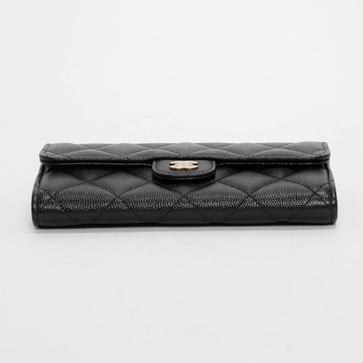 Chanel Black Quilted Caviar Medium Flap Wallet