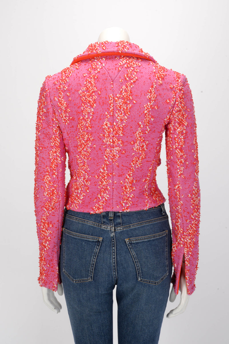 Bottega Veneta Bubblegum & Tomato Boucle Cropped Jacket IT 36