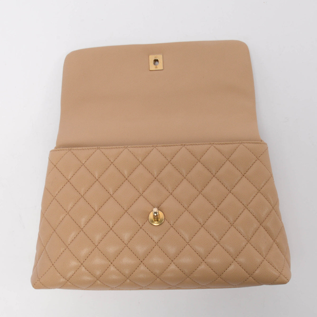 Chanel Beige & Burgundy Caviar & Lizard Medium Coco Handle Bag