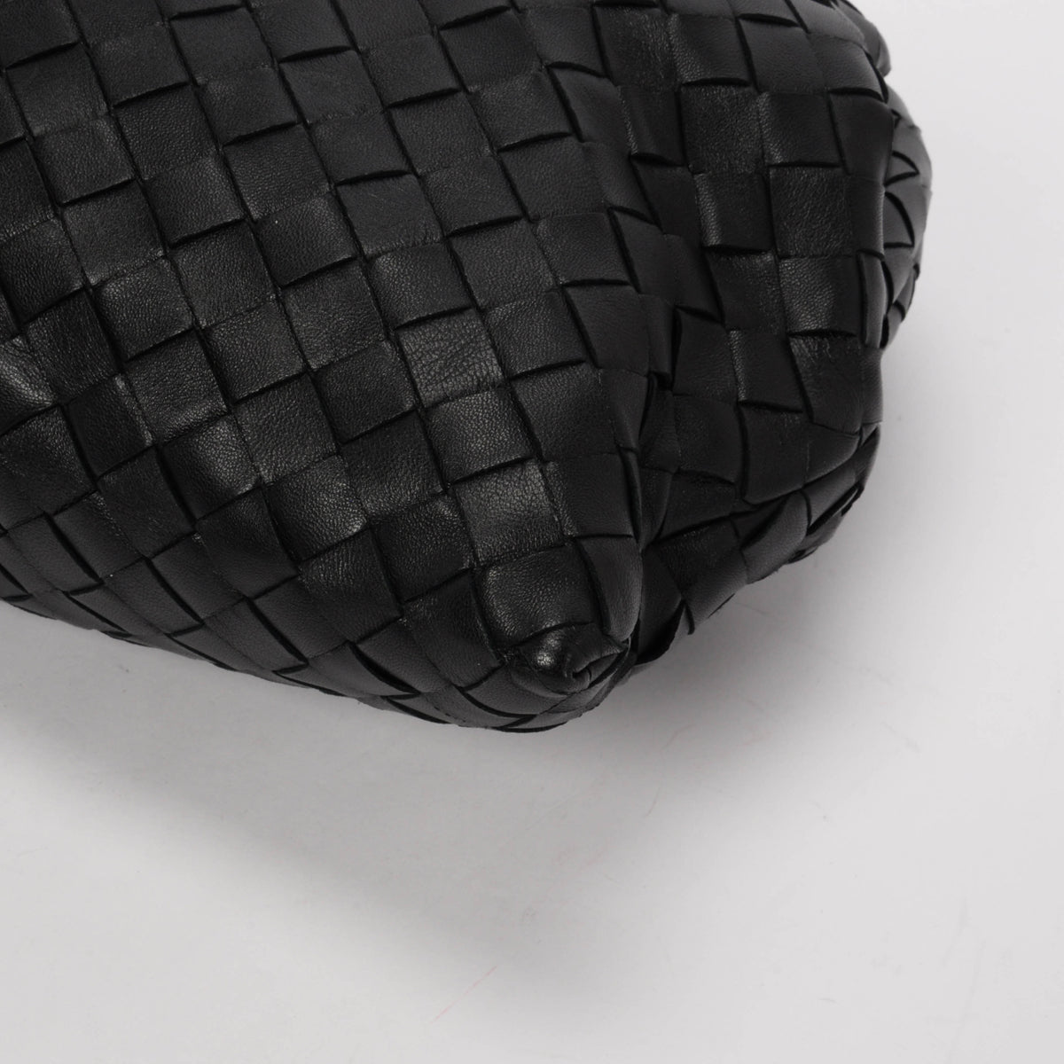 Bottega Veneta Black Intrecciato Lambskin Clasp Clutch