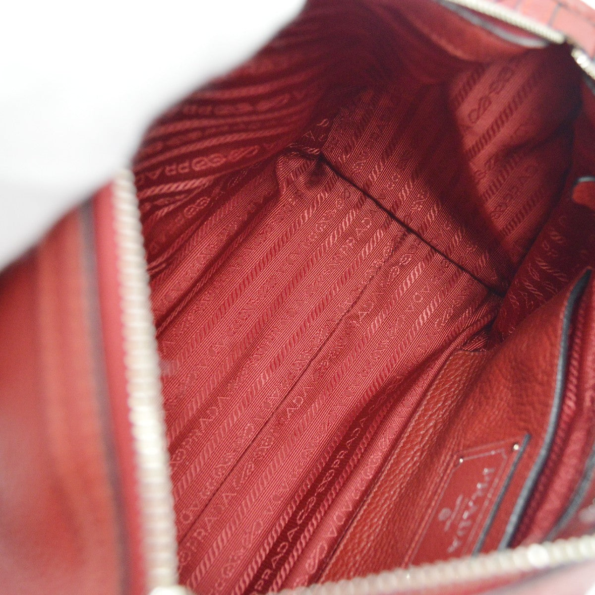 Prada Red Vitello Daino Boston Bag