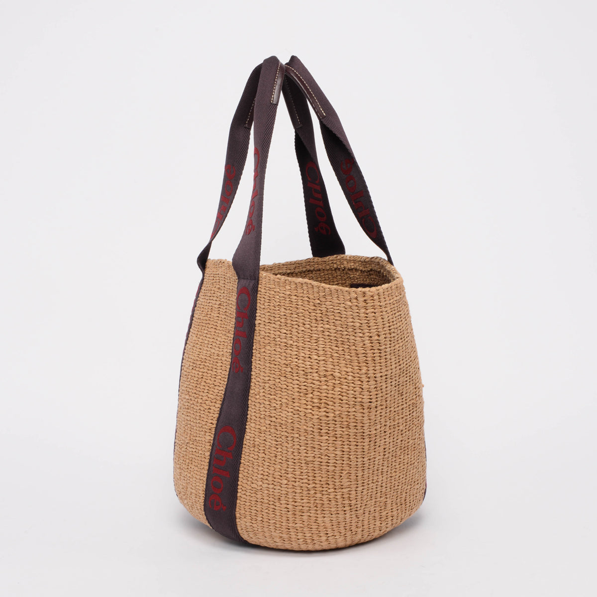 Chloe Purple Raffia Large Woody Basket Tote