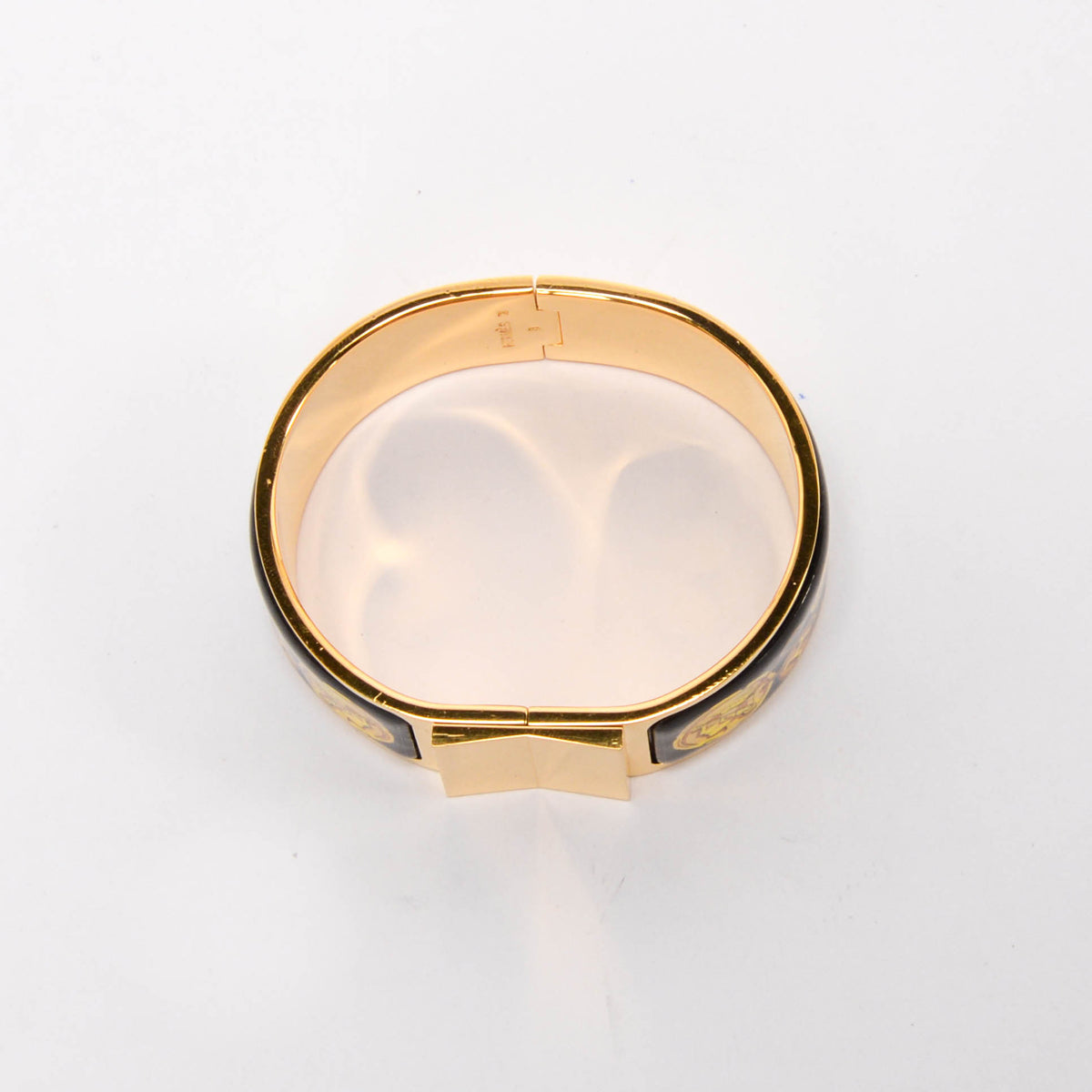 Hermes Black Gold Plated Enamel Kavalla Clic Clac H Bracelet