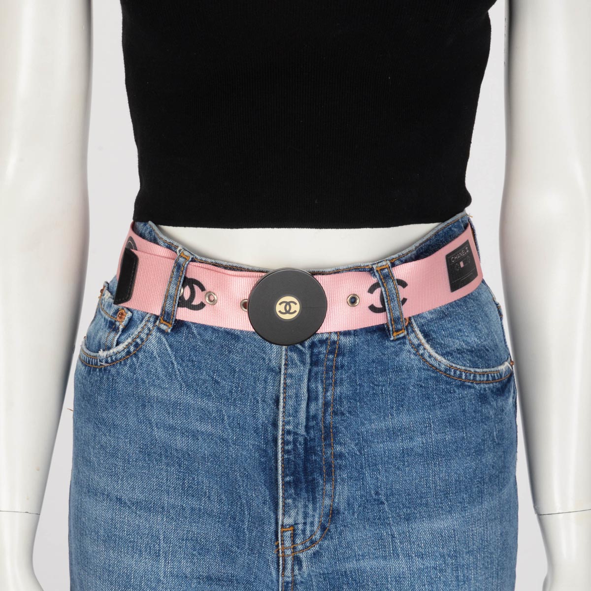 Chanel Pink Web Record CC Belt