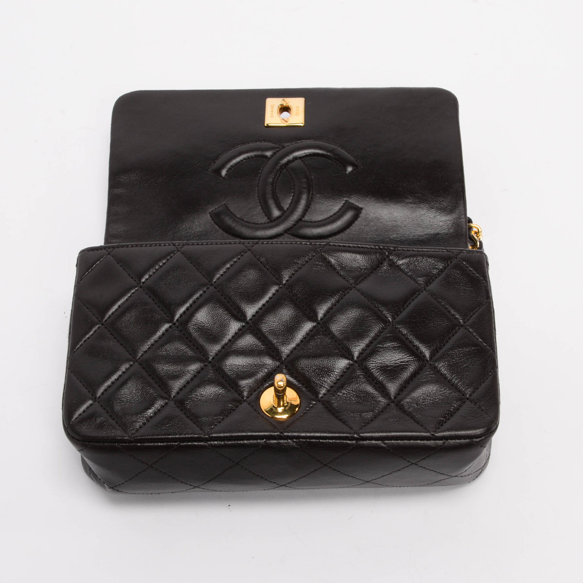 Chanel Vintage Brown Lambskin CC Full Flap Mini Bag