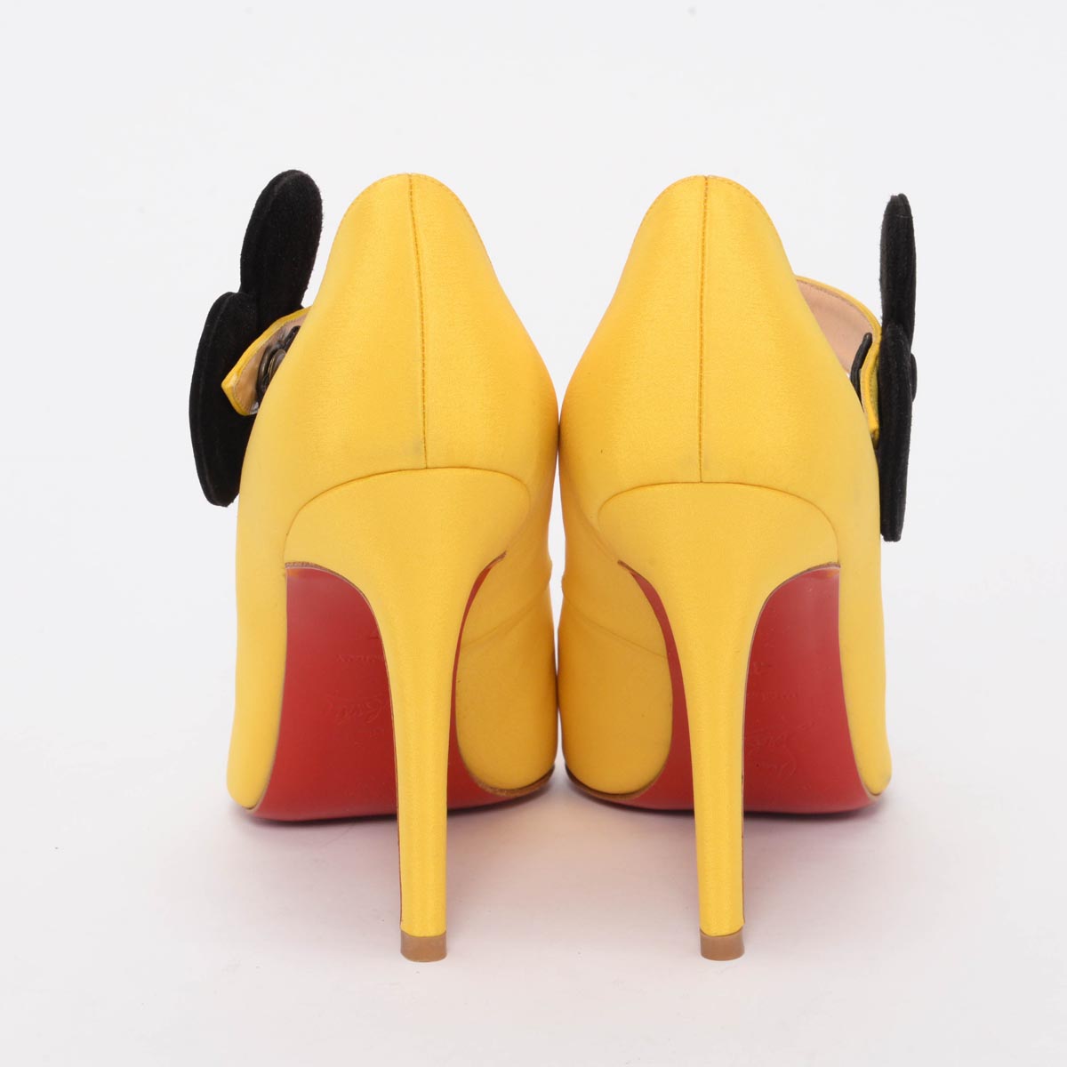 Christian Louboutin Yellow Satin Pensee Mary Jane Pumps 37