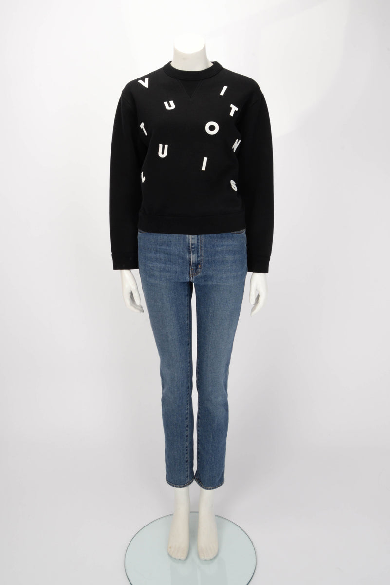 Louis Vuitton Black Cotton Spellout Sweater S