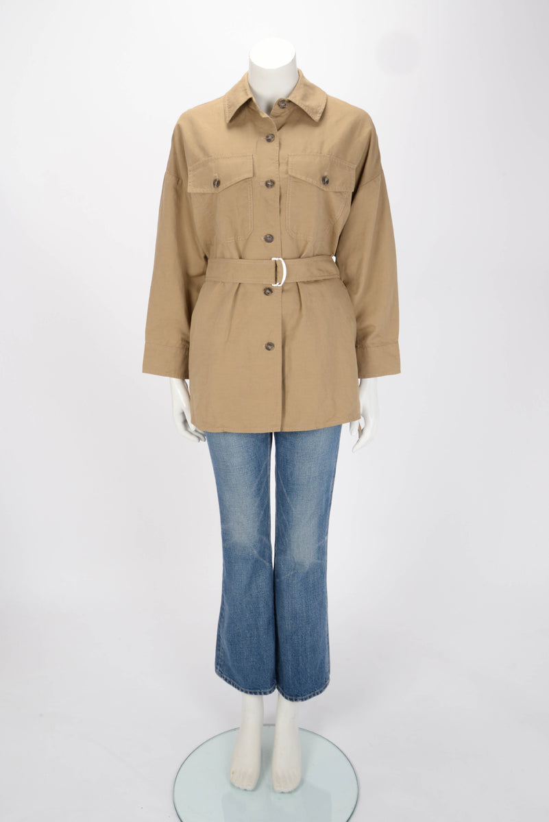 W/E Max Mara Beige Cotton & Linen Vicario Belted Jacket IT 36