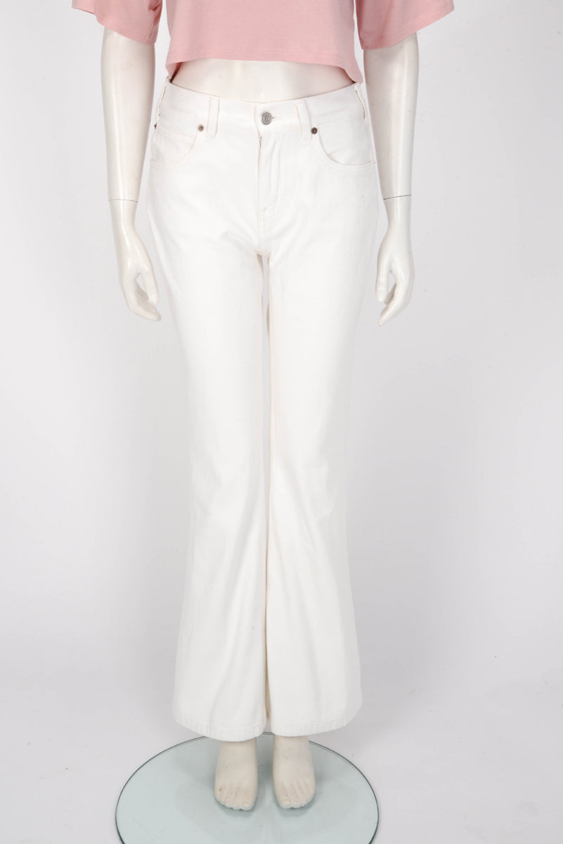 Celine White Denim Boot Leg Jeans 27