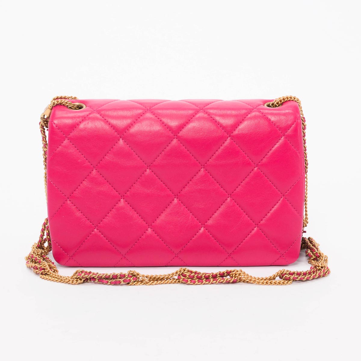 Chanel Fuschia Quilted Lambskin On And On Chain Bag