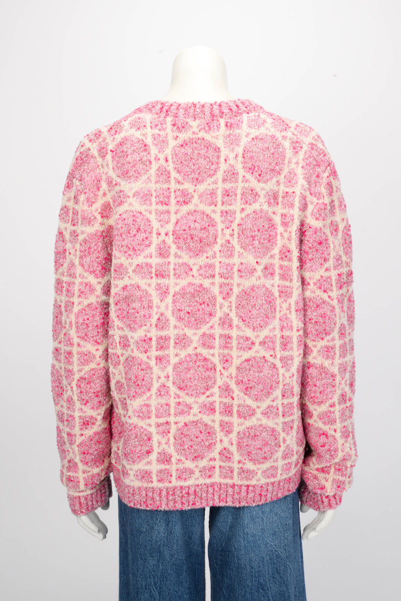 Dior Pink Cashmere Cannage Sweater L