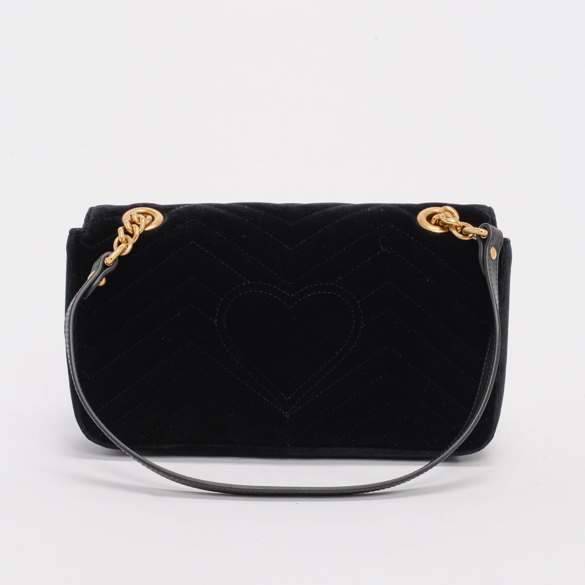 Gucci Black Velvet Matelasse Small GG Marmont Bag