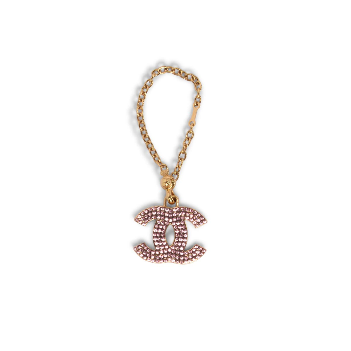 Chanel Vintage Pink Crystal CC Bag Charm