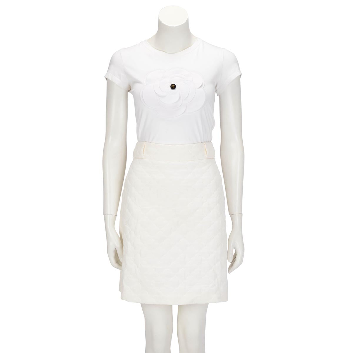 Fendi White Quilted Silk Mini Skirt IT 50