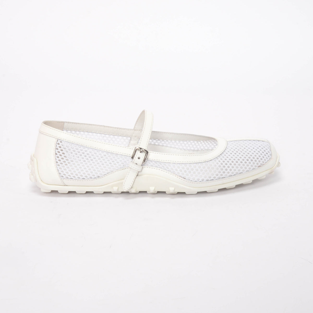 Hermes White Mesh & Calfskin Kichu Ballerina Flats 41