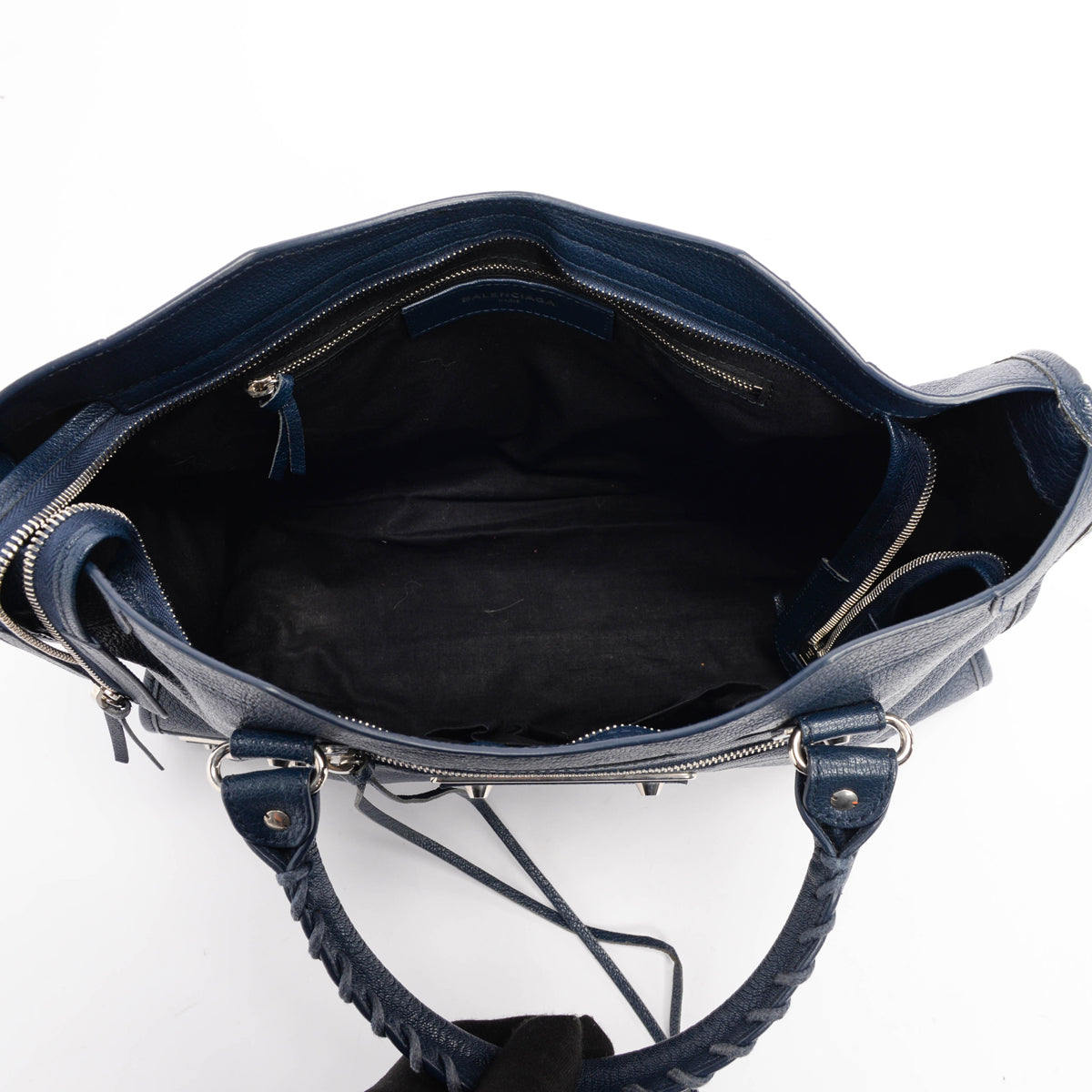 Balenciaga Navy Goatskin Metallic Edge City Bag