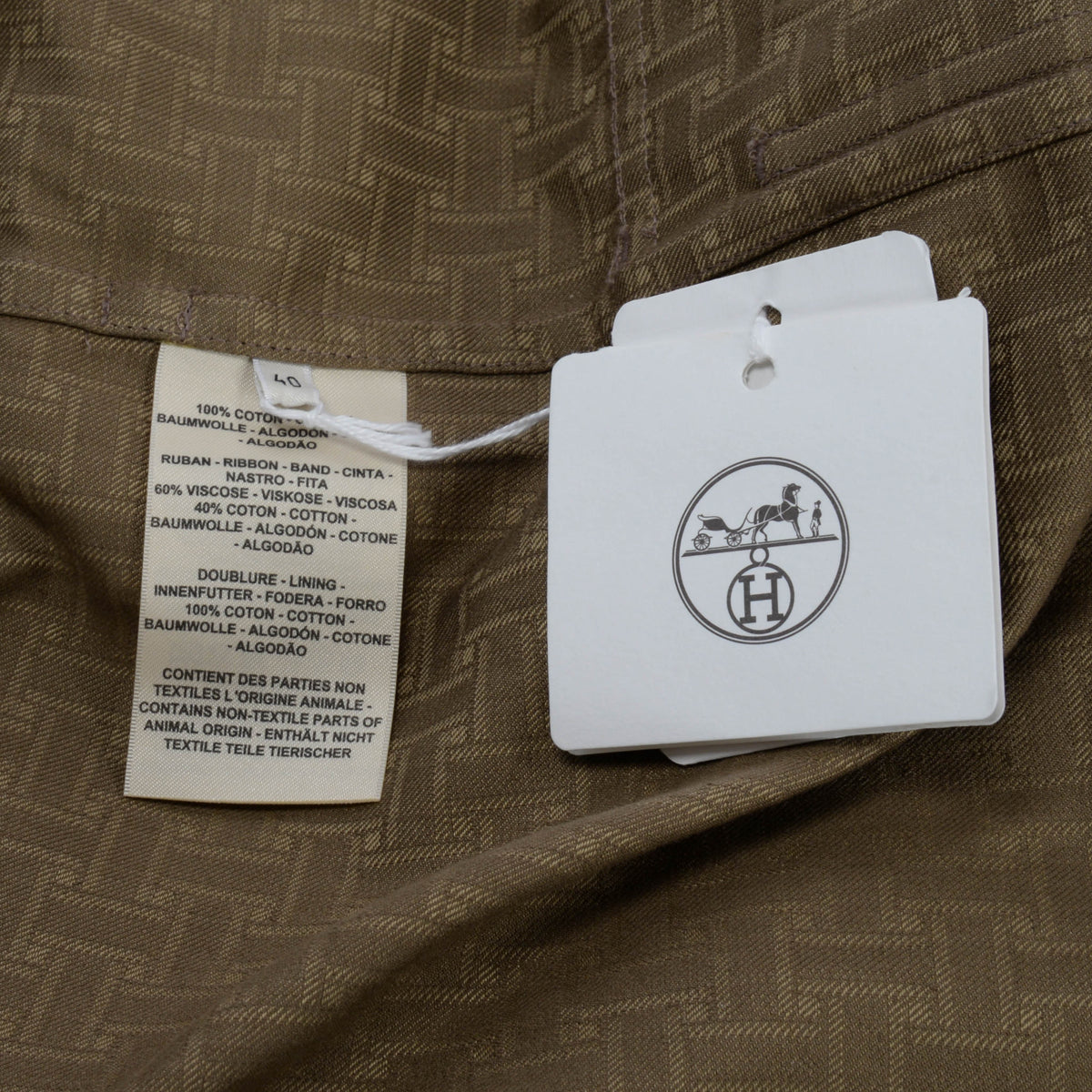 Hermes Brown Cotton Jacquard Mosaique Coat FR 40