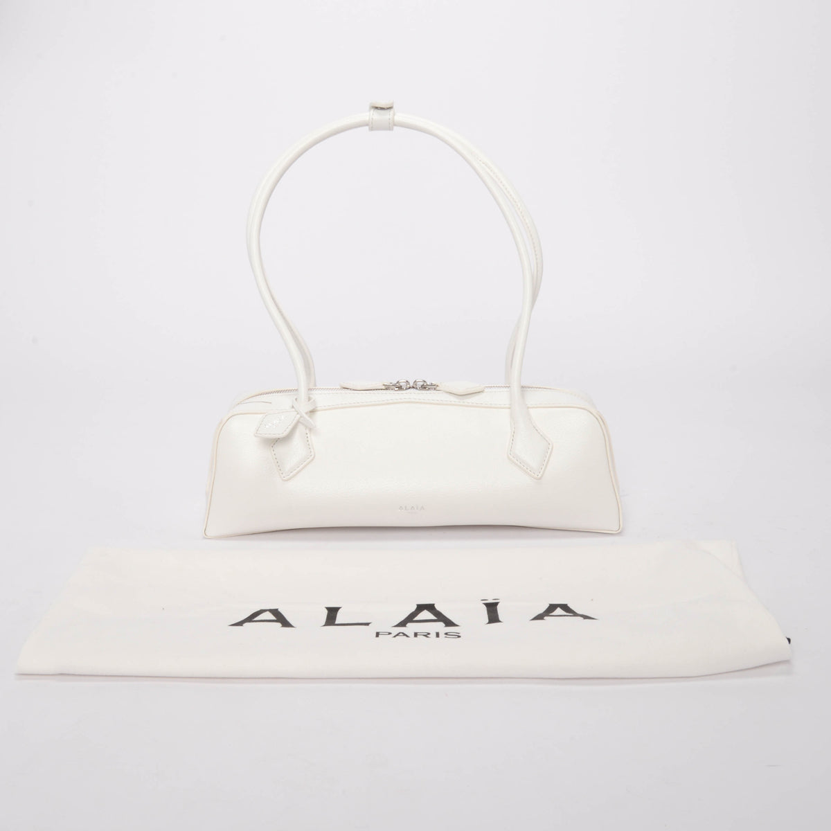 Alaia White Goatskin Le Teckel Medium Shoulder Bag