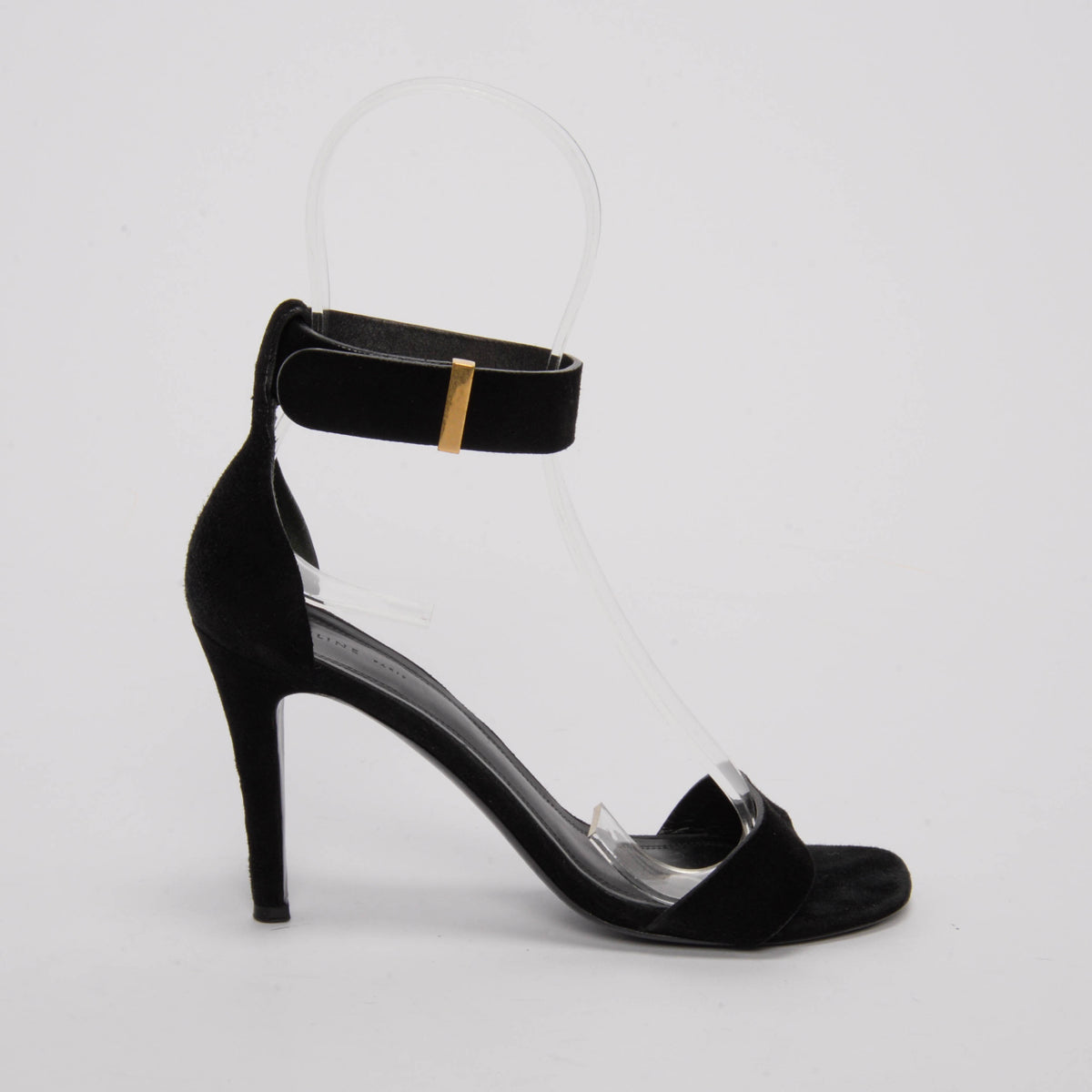 Celine Black Suede Ankle Strap Sandals 36.5