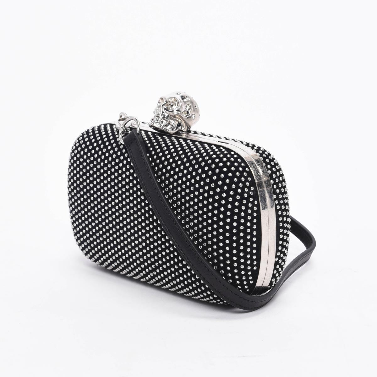 Alexander McQueen Black Studded Suede Skull Clutch