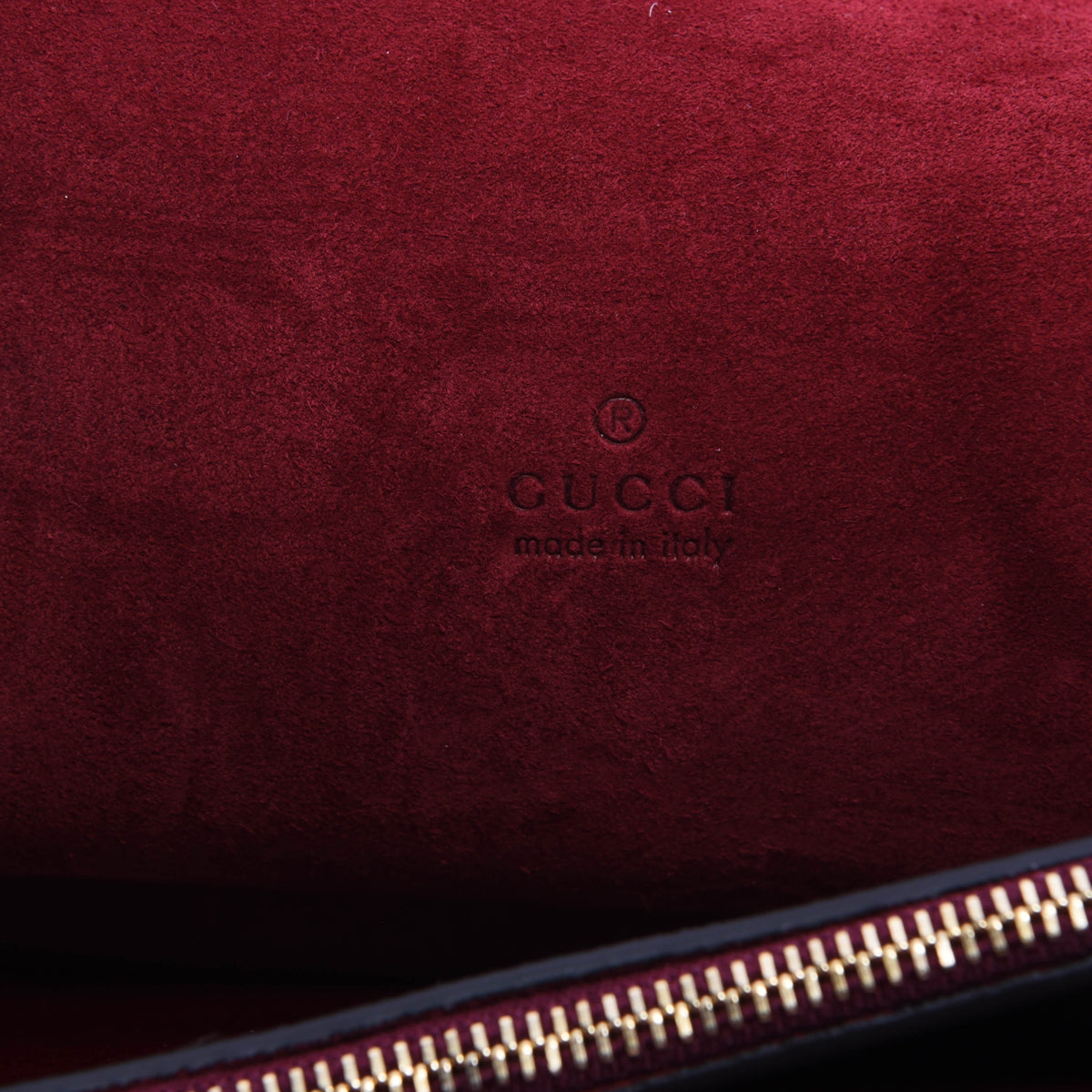 Gucci Rosso Ancora Crinkled Patent Small Dionysus Bag
