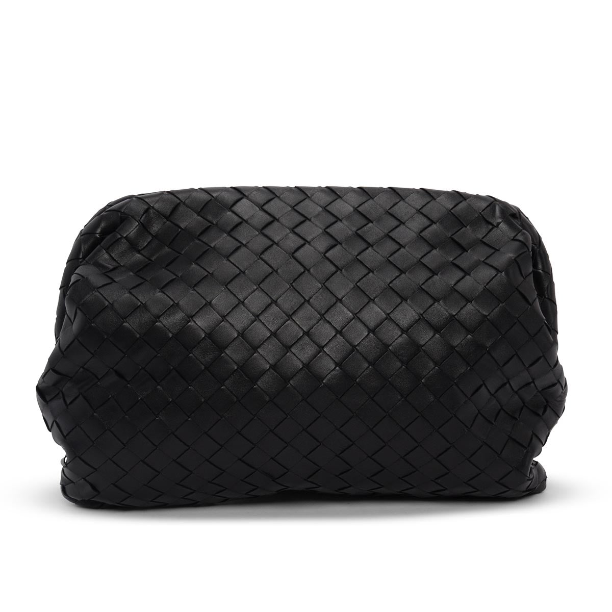 Bottega Veneta Black Intrecciato Lambskin Clasp Clutch