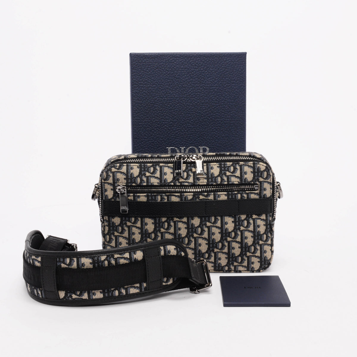 Dior Navy Oblique Jacquard Safari Bag