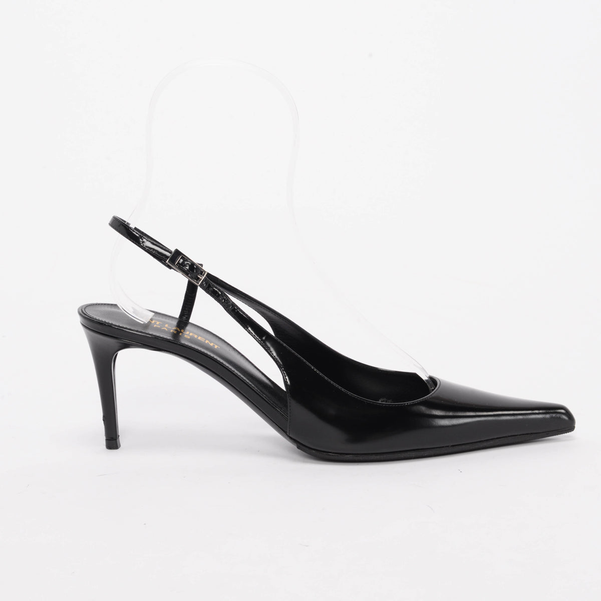 Saint Laurent Black Hi-Shine Vendome Slingback Pumps 40