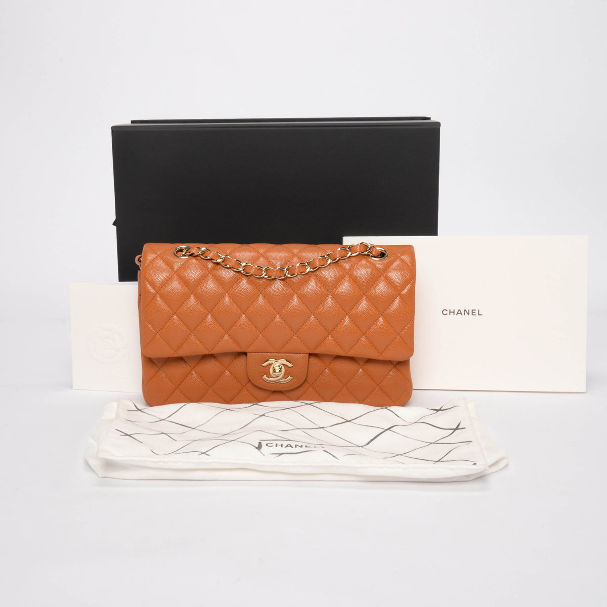 Chanel Caramel Quilted Caviar Medium Classic Flap Bag