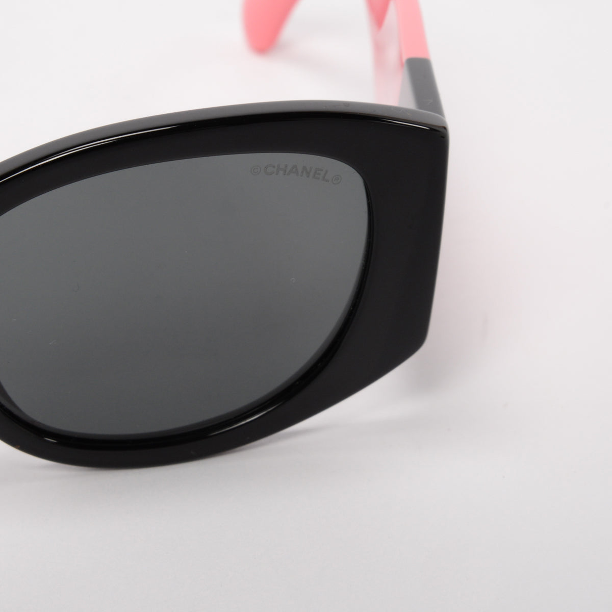 Chanel Black & Pink Acetate CC Oval Sunglasses