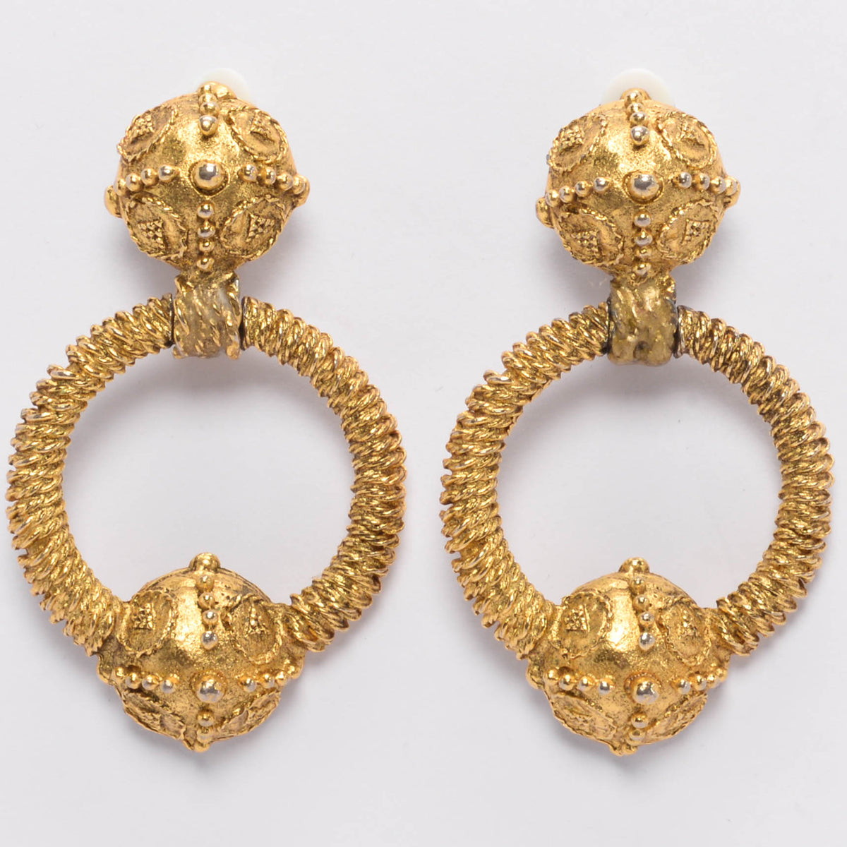 Chanel Vintage Gold Door Knocker Clip Earrings