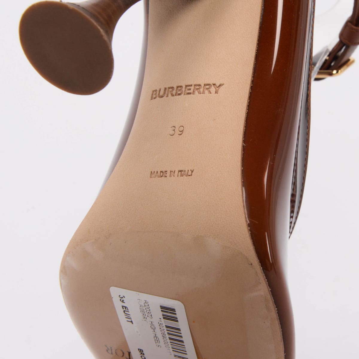 Burberry Burnished Brown Patent Evan Pointed Toe Pumps 39