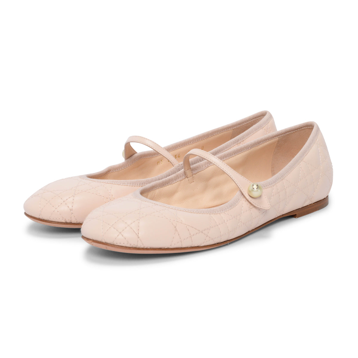 Dior Pale Pink Cannage Calfskin Ballet Flats 39.5