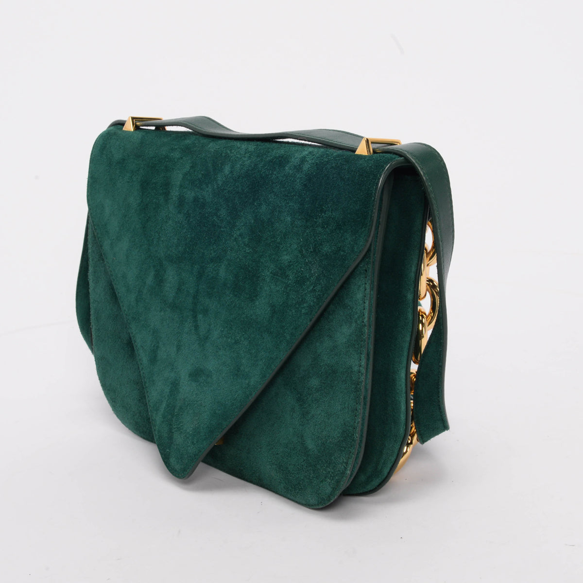 Bottega Veneta Emerald Green Suede Large Mount Bag