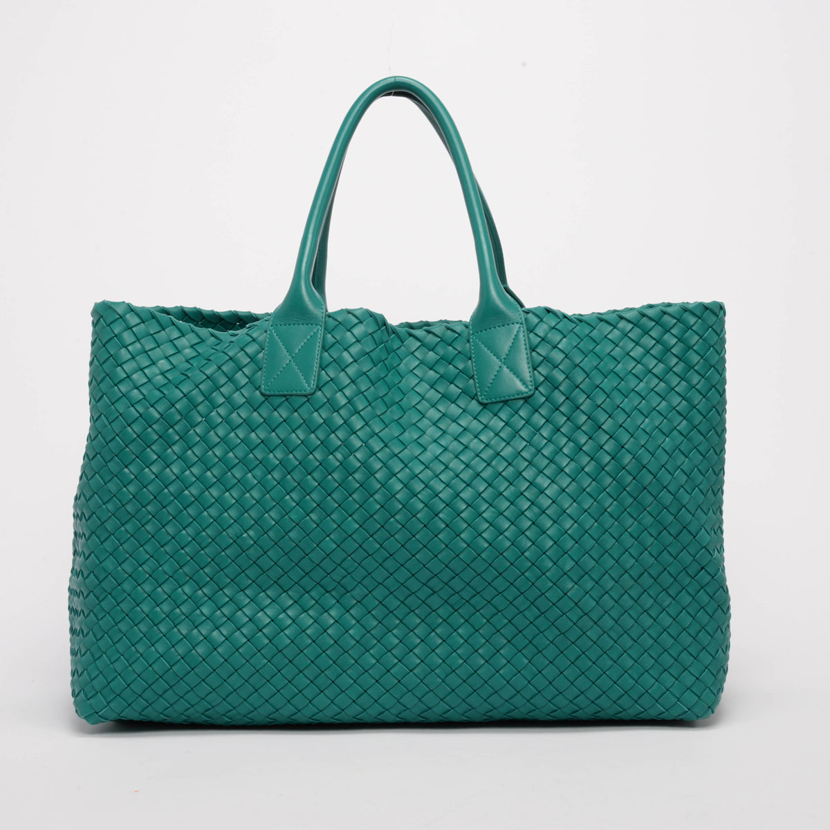 Bottega Veneta Emerald Green Intrecciato Leather Large Cabat Tote