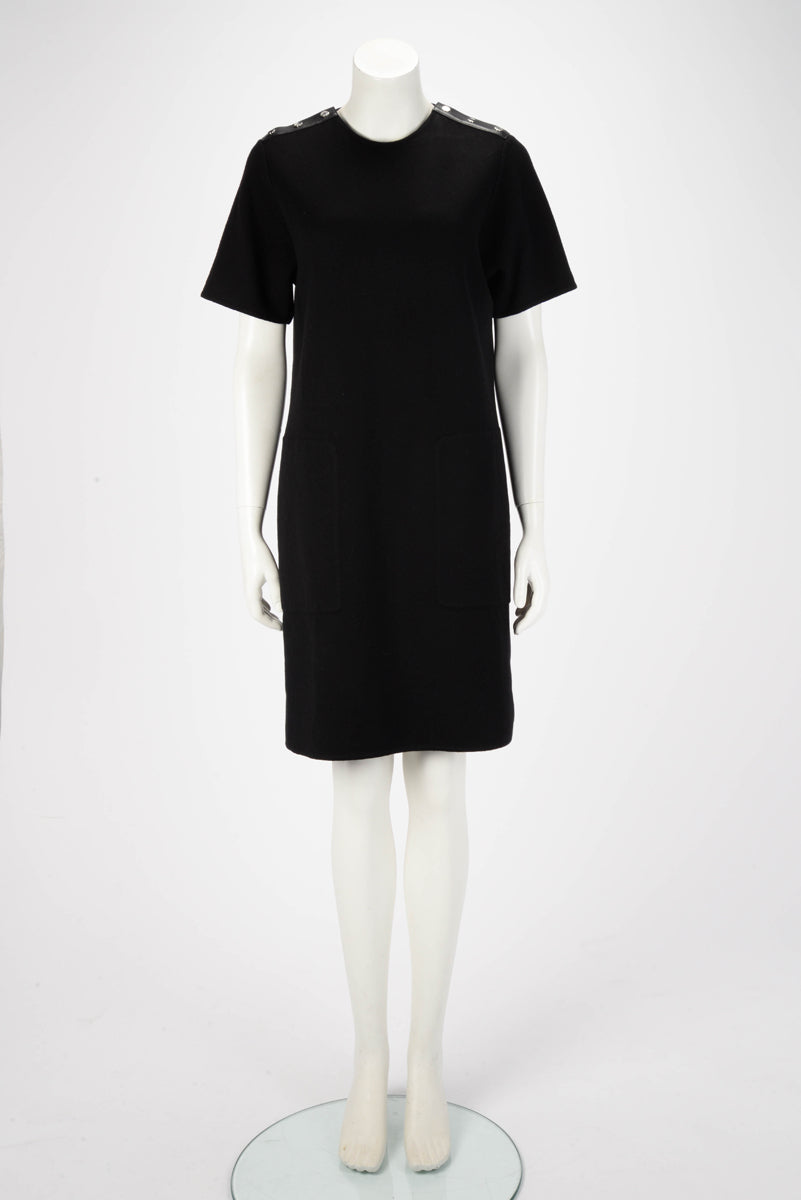 Hermes Black Knit Clou De Selle Button Shoulder Dress FR 40