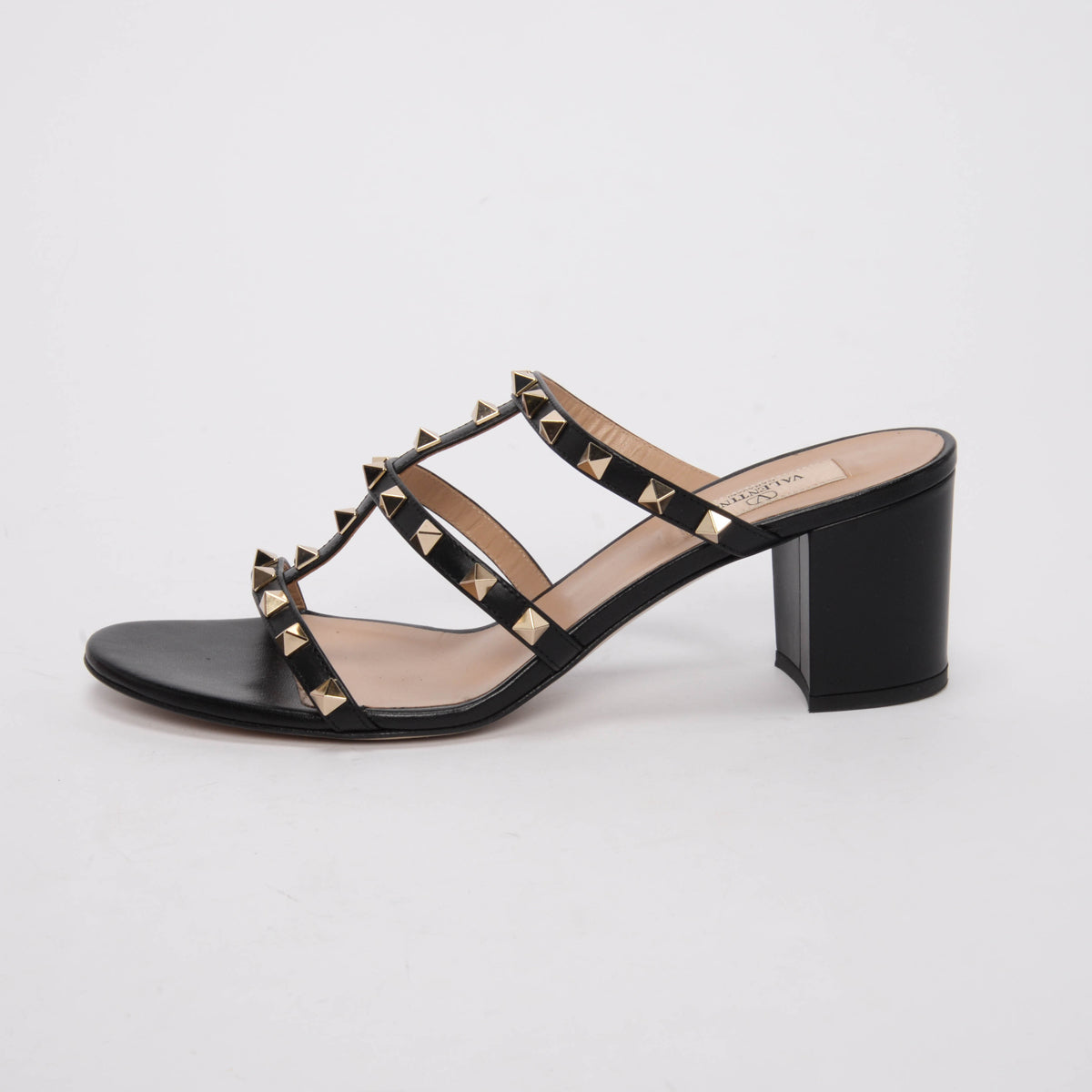 Valentino Black Calfskin Rockstud Sandals 41