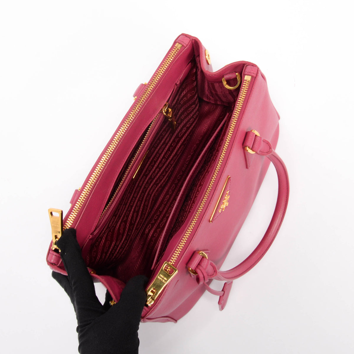 Prada Fuchsia Saffiano Lux Small Galleria Tote