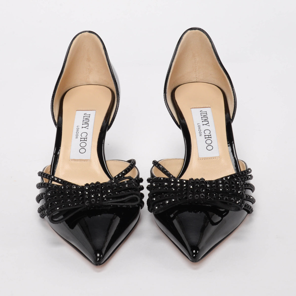 Jimmy Choo Black Patent Kaitence Bow Detail Pumps 36.5
