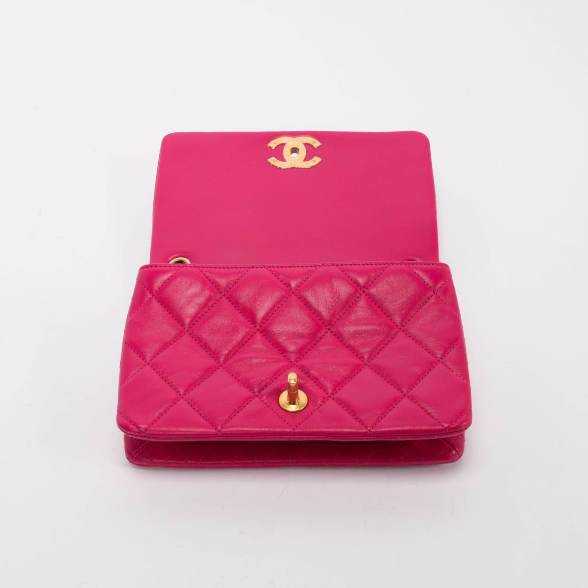 Chanel Fuschia Quilted Lambskin On And On Chain Bag