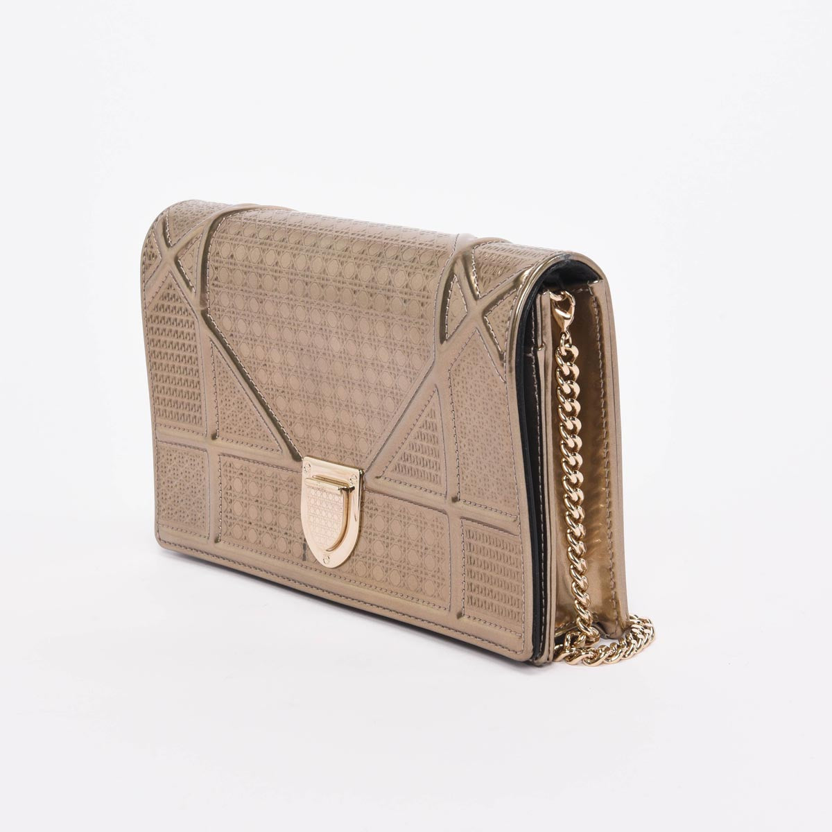 Dior Metallic Gold Micro Cannage Diorama Clutch