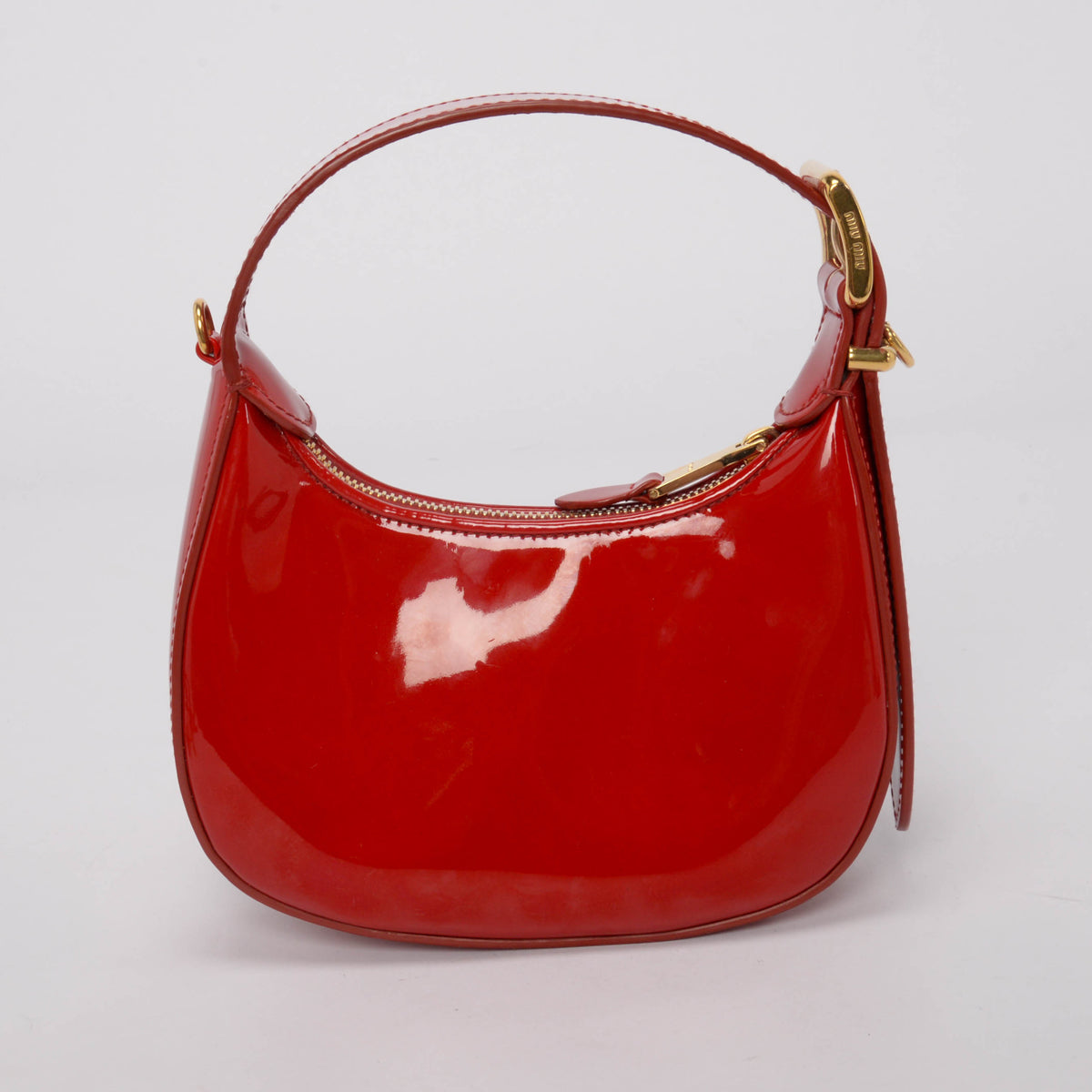 Miu Miu Red Patent Mini Hobo Bag