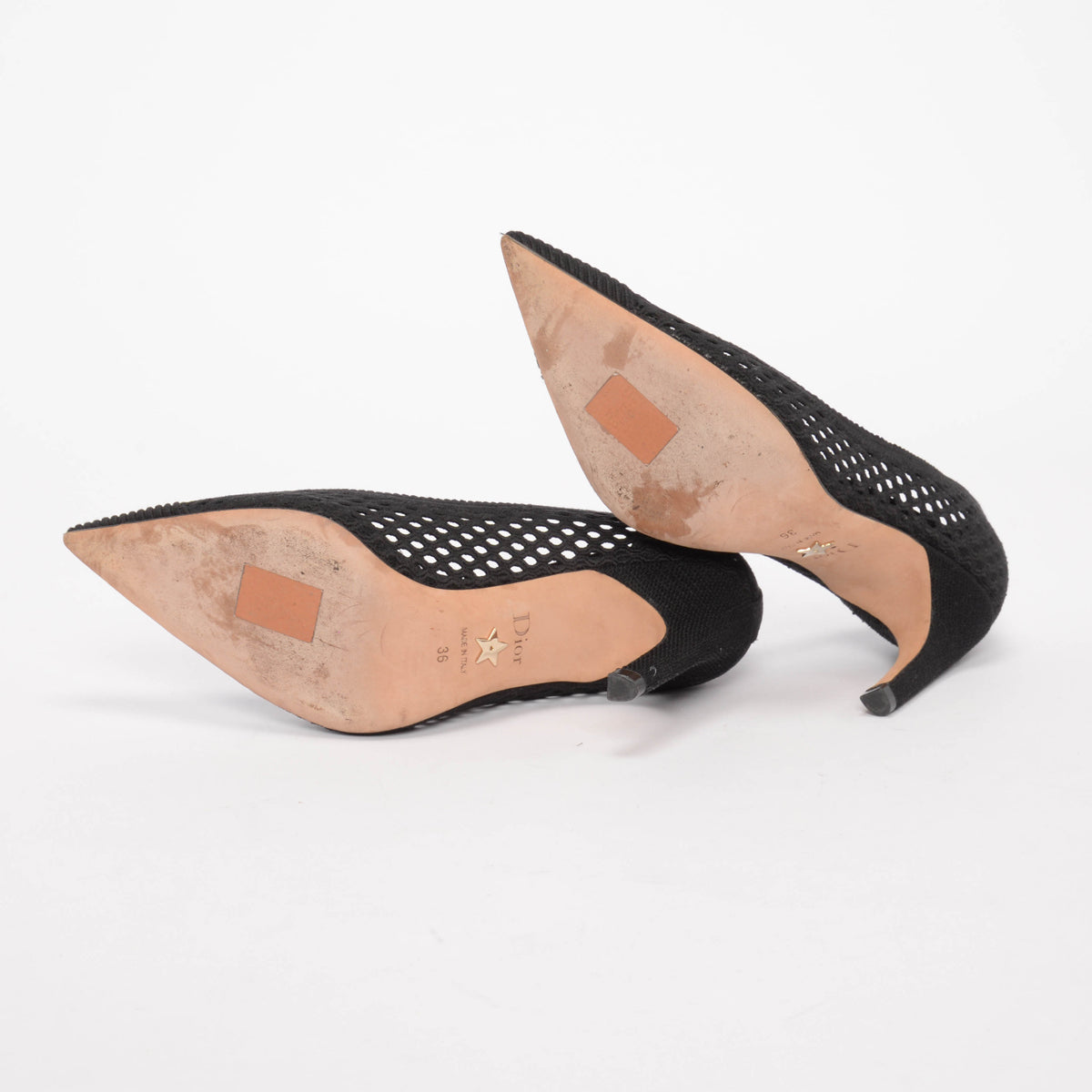 Dior Black Cotton Cannage Capture Pumps 36