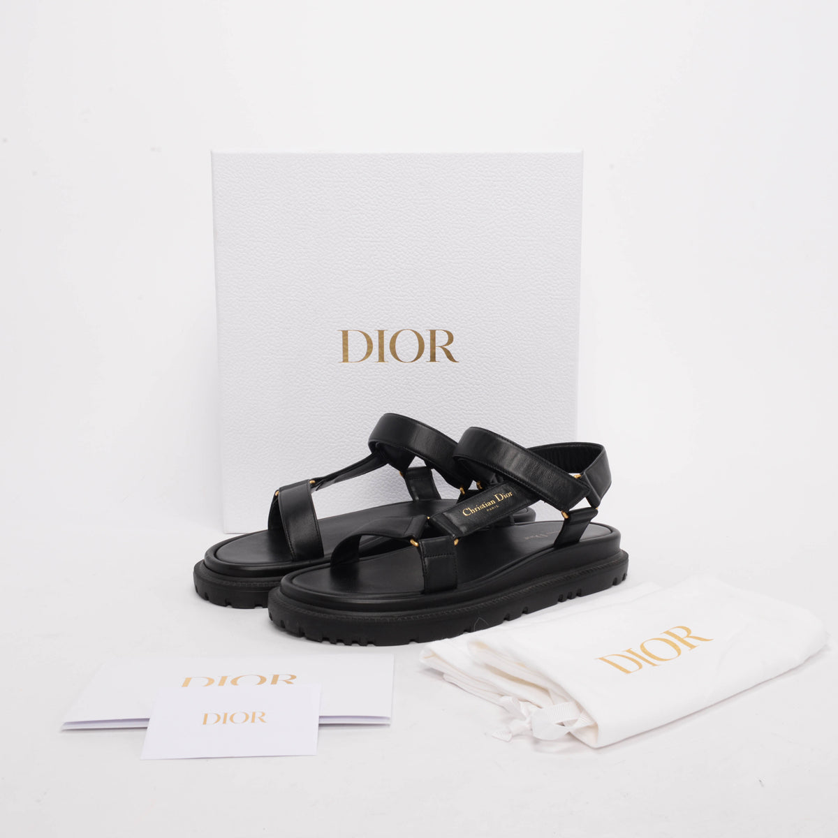 Dior Black Calfskin D-Wave Sandals 42
